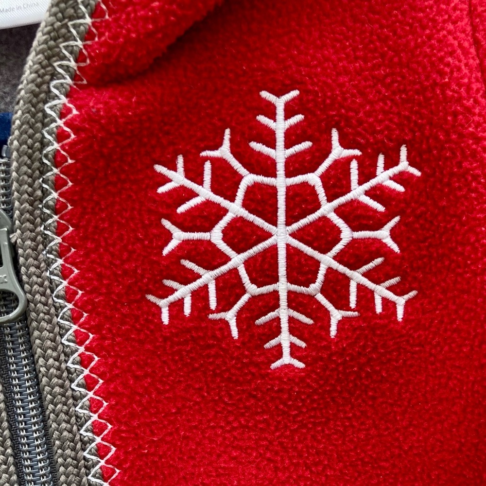 hanna andersson: size 50 (0-3months) adorable hooded, embroidered fleece jacket. - Picture 3 of 7